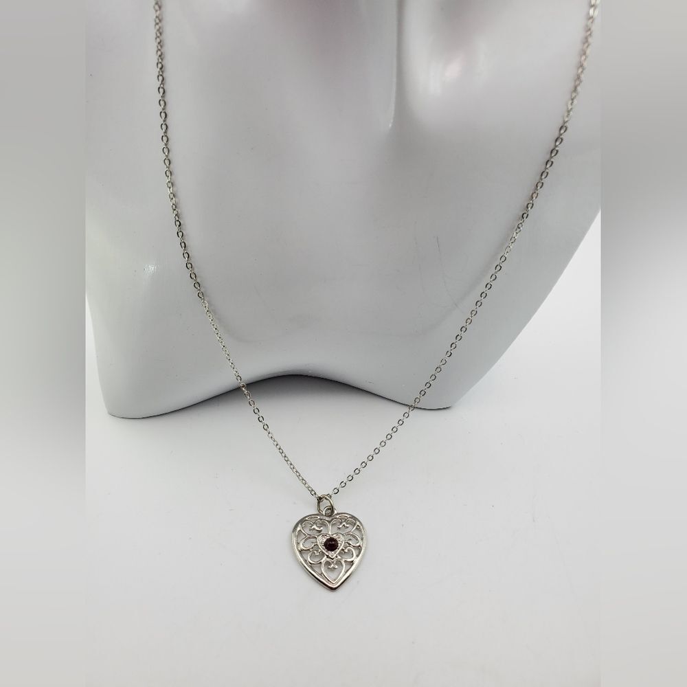 Silver tone heart Tigers‎ eye necklace N0907